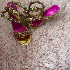 Cape Robbin Gold and Pink Jewel Heels